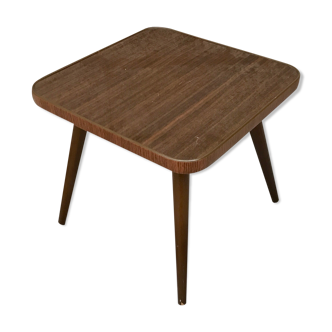 Vintage brown square pedestal table 1950