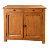 Buffet parisien ancien en bois naturel – 2 portes, 2 tiroirs