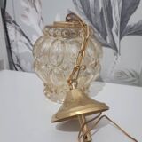 Magnificent globe pendant light, amber glass portable lamp