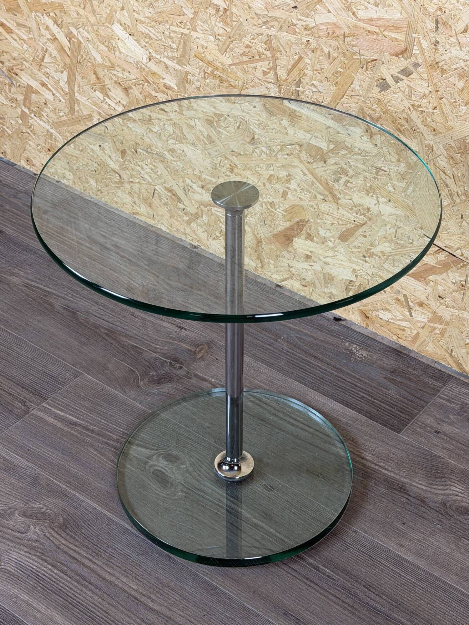 1970s 1980s Coffee Table Side Table in Chrome and Glass Space Age Design