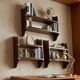 Antique marine-style shelves in mahogany veneer, Italy, 20th century.