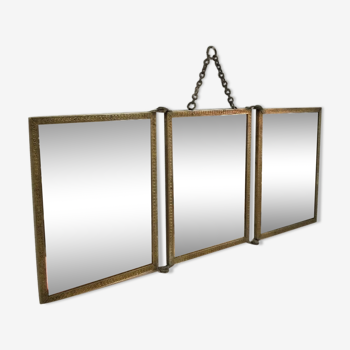 Miroir triptyque laiton - 15x35cm