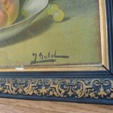 Oil on canvas still life with fruit by J. Rubel