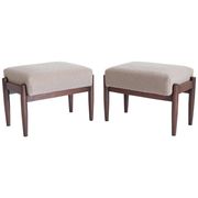 Set of two vintage camel bouclé stools, Edmund Homa, 1960s.