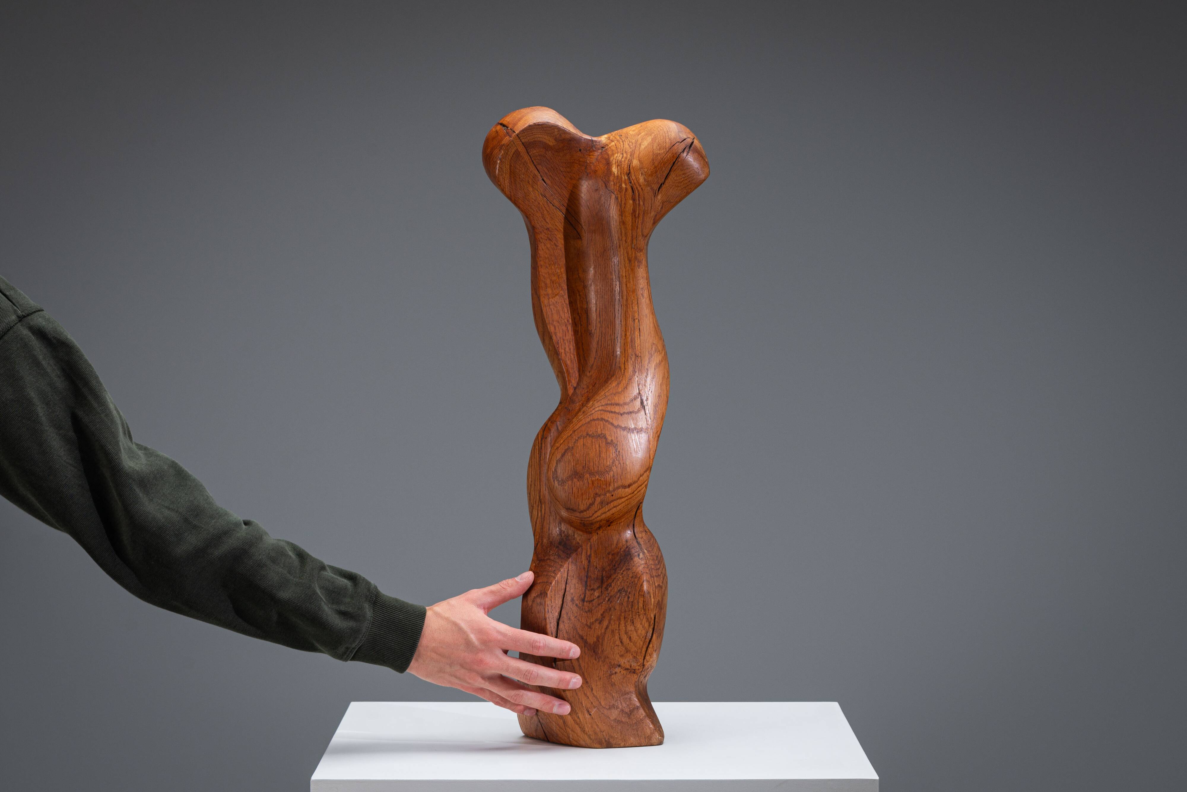 Abstract biomorphic wooden sculpture 1978