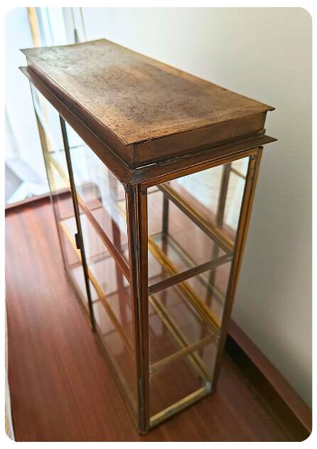 Vintage Mid Century Handmade Brass Wall Vitrine