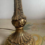 Vintage Neo-Rococo bedside lamp with fringed shade.