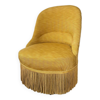 Fauteuil crapaud en toile côtelé doré