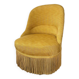 Toad armchair in gilded ribbed canvas