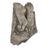 Stone sculpture, two feet on a block, signed D. Paillot.