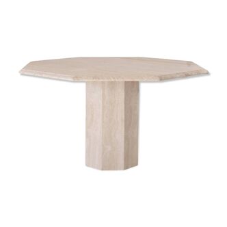 Octagonal travertine table
