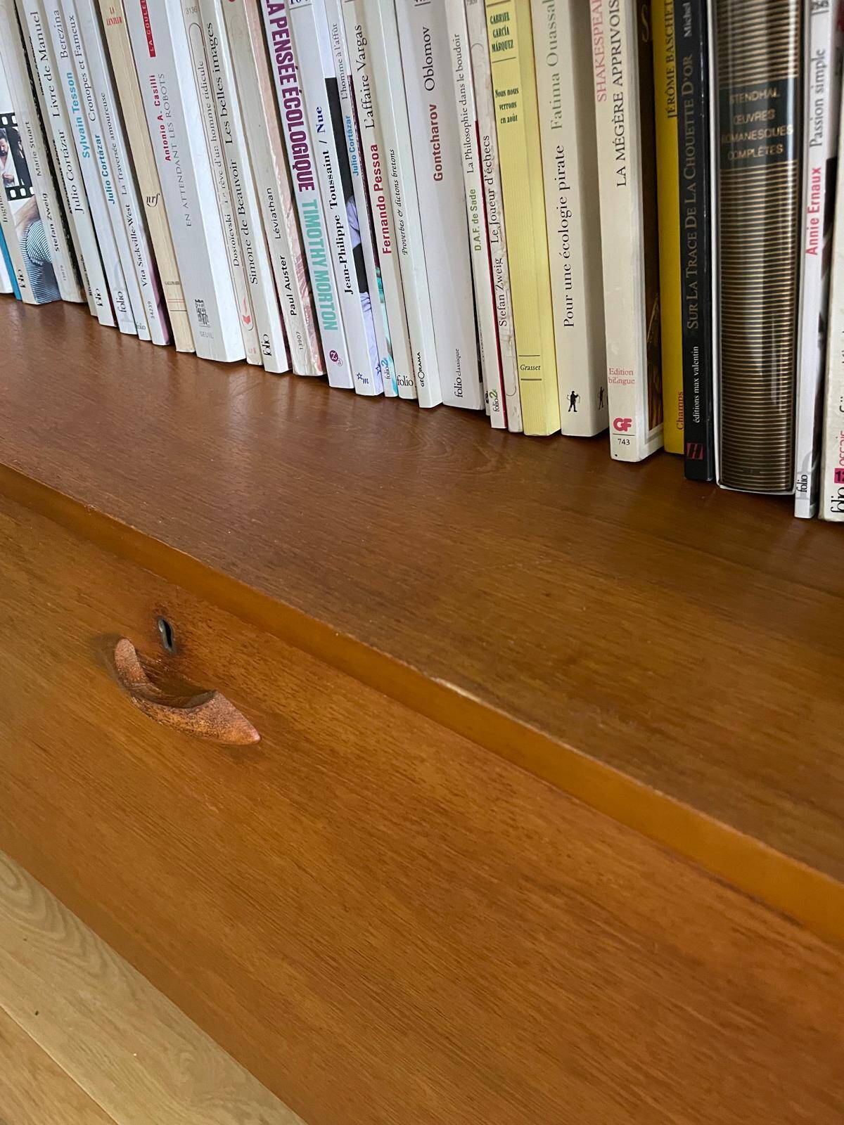 Modular Ladderax shelf in teak, 2 bays, Staples