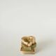 Alabaster catchall, heart shape, beige and brown, 1970.