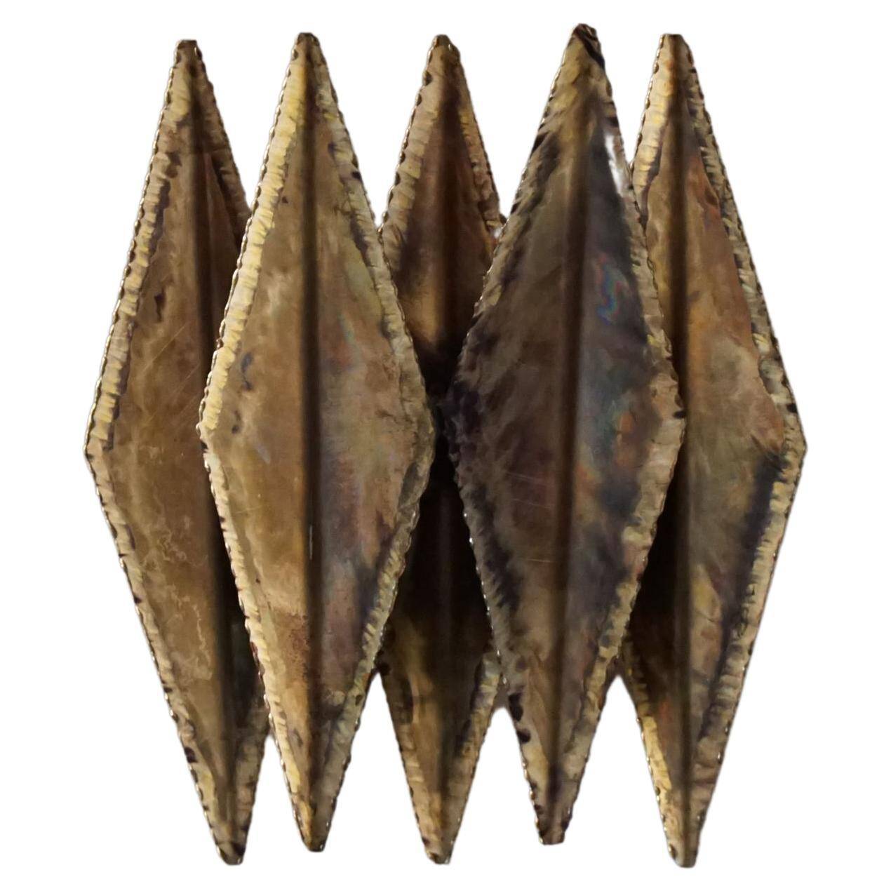 Brutalist wall lamp in brass by Svend Aage Holm Sørensen, 1960s.