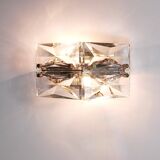 Pair of wall sconces in faceted crystal and chrome / prism glass wall lamps by Kinkeldey