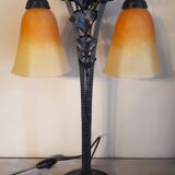Art Deco Wrought Iron Lamp by Charles Schneider