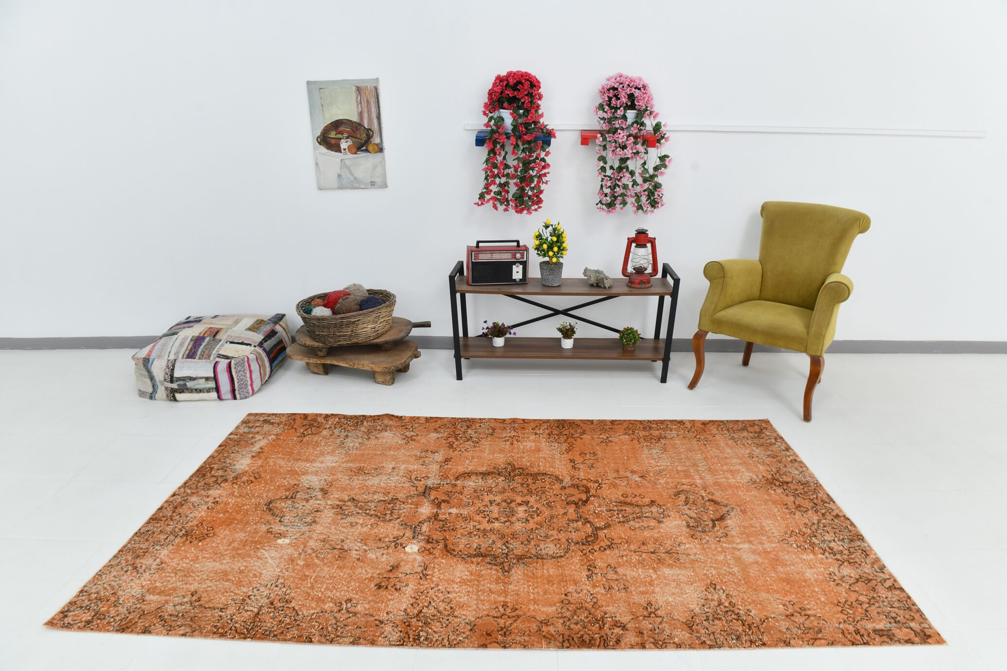 5x9 brunt orange classic turkish rug, 151x266cm