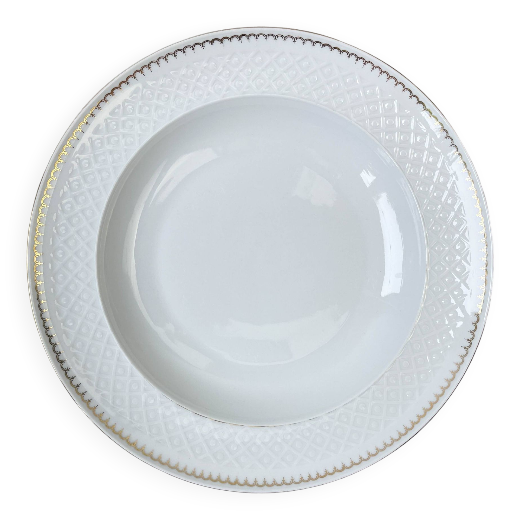 BAVARIA white and gold porcelain deep dish, "Annabell" model -