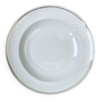 Plat creux porcelaine blanche dorée BAVARIA modèle "Annabell" -