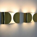 Pair of gilded Foglio wall lights by Tobia & Afra Scarpa for Flos, 1960s