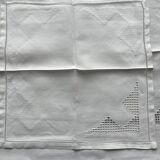 Nappe fil brodée main Art déco et 12 serviettes