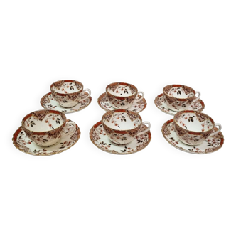 6 tea cups, English porcelain