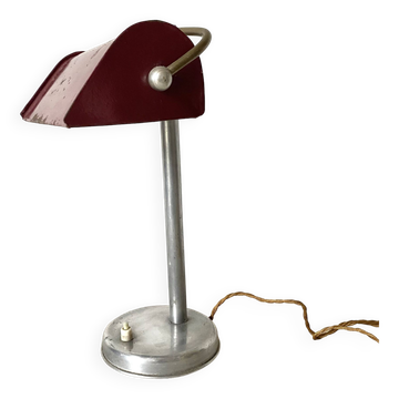 Lampe de bureau art déco en alu et tôle