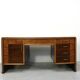Italian Art Deco Desk In Dark Walnut And Brass.