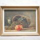 Old painting, still life, oil on panel