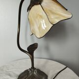 Table lamp bronze and stained glass, Tiffany style, 1991