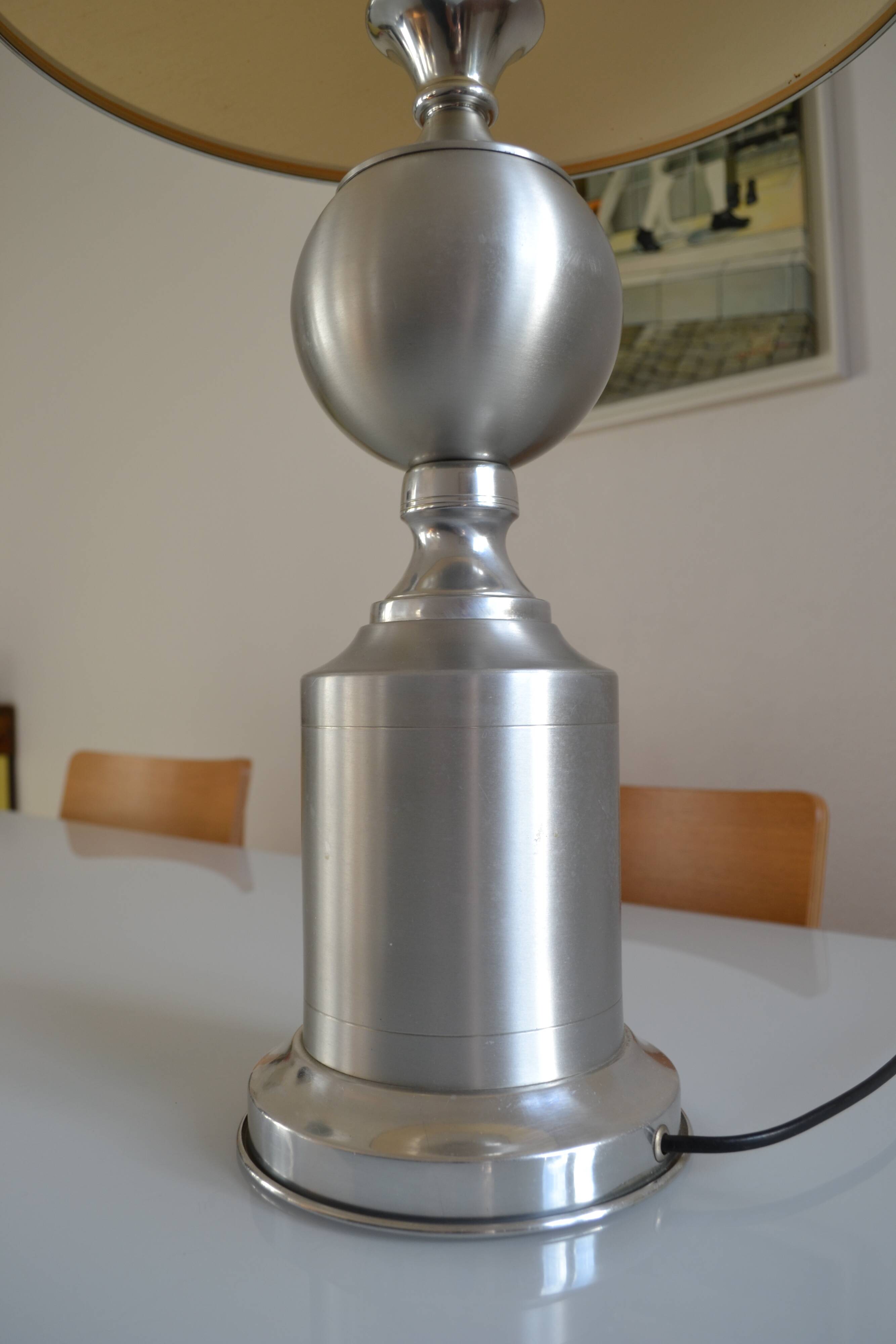 See delmas lamp 70's with fabric and metal lampshade