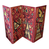 Screen decorated with wool threads, "Huichol" art, Sofia Ribeira, 120 cm