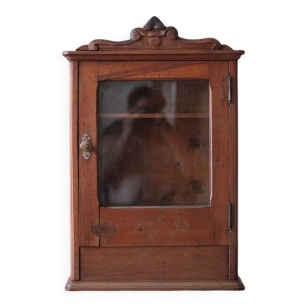 Petite armoire bois ancienne porte vitrée, armoire à pharmacie, vitrine, meuble ancien, décoration intérieur