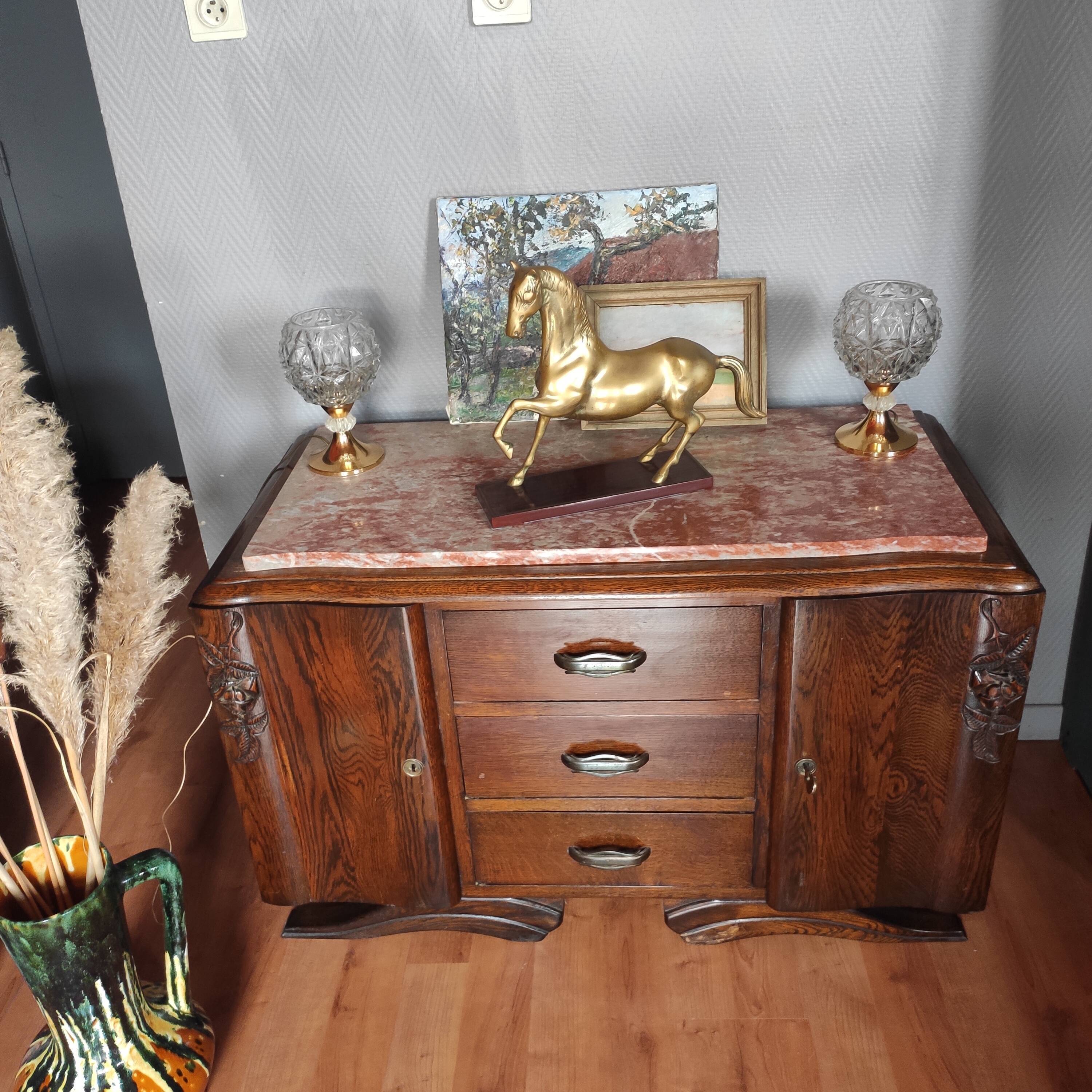 Oak art deco chest of drawers