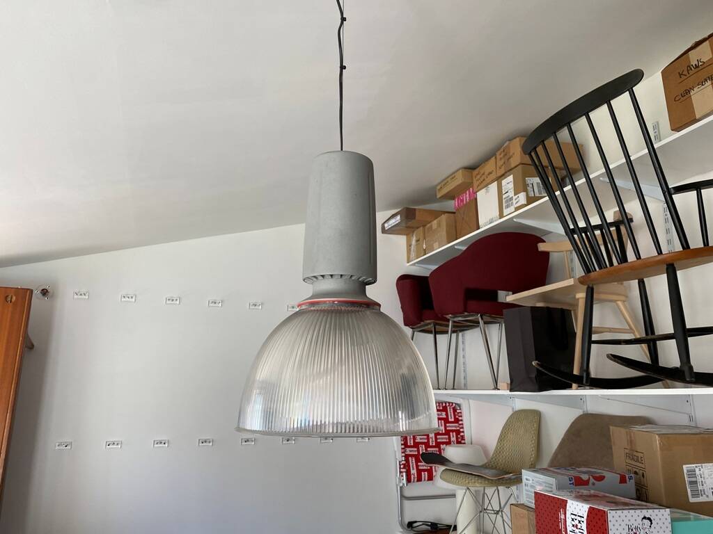 Industrial suspension aluminium body methacrylate diffuser vintage 70s