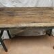 Table pliante d'atelier en teck et fer forgé