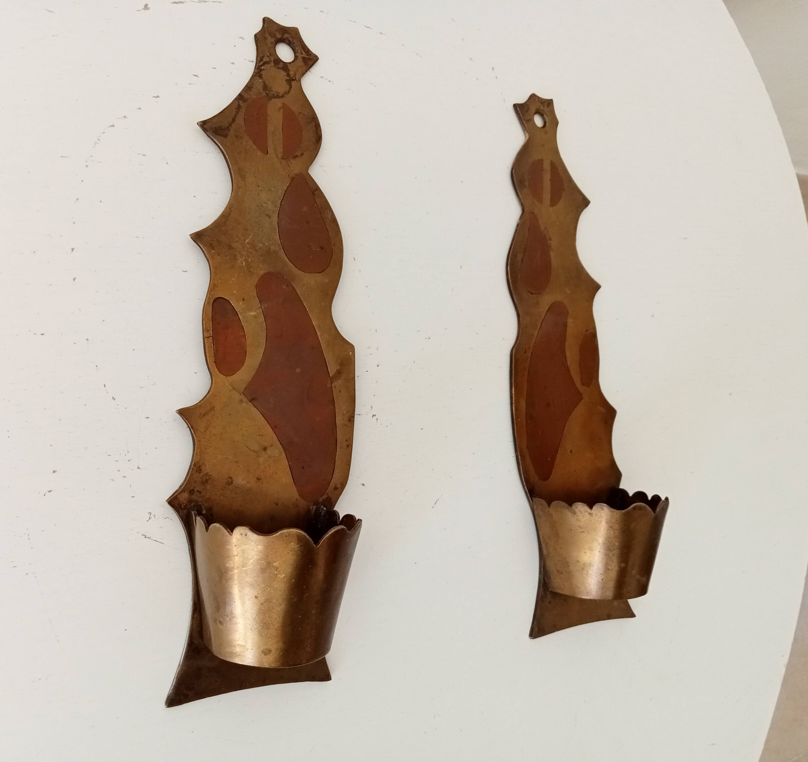 Vintage solid brass gold wall candle holder