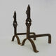 Large pair of cast iron chimney chenets. France 19th century