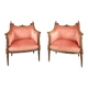 Paire de fauteuils bergères de style Louis XVI en bois sculpté, velours, XX