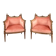 Paire de fauteuils bergères de style Louis XVI en bois sculpté, velours, XX