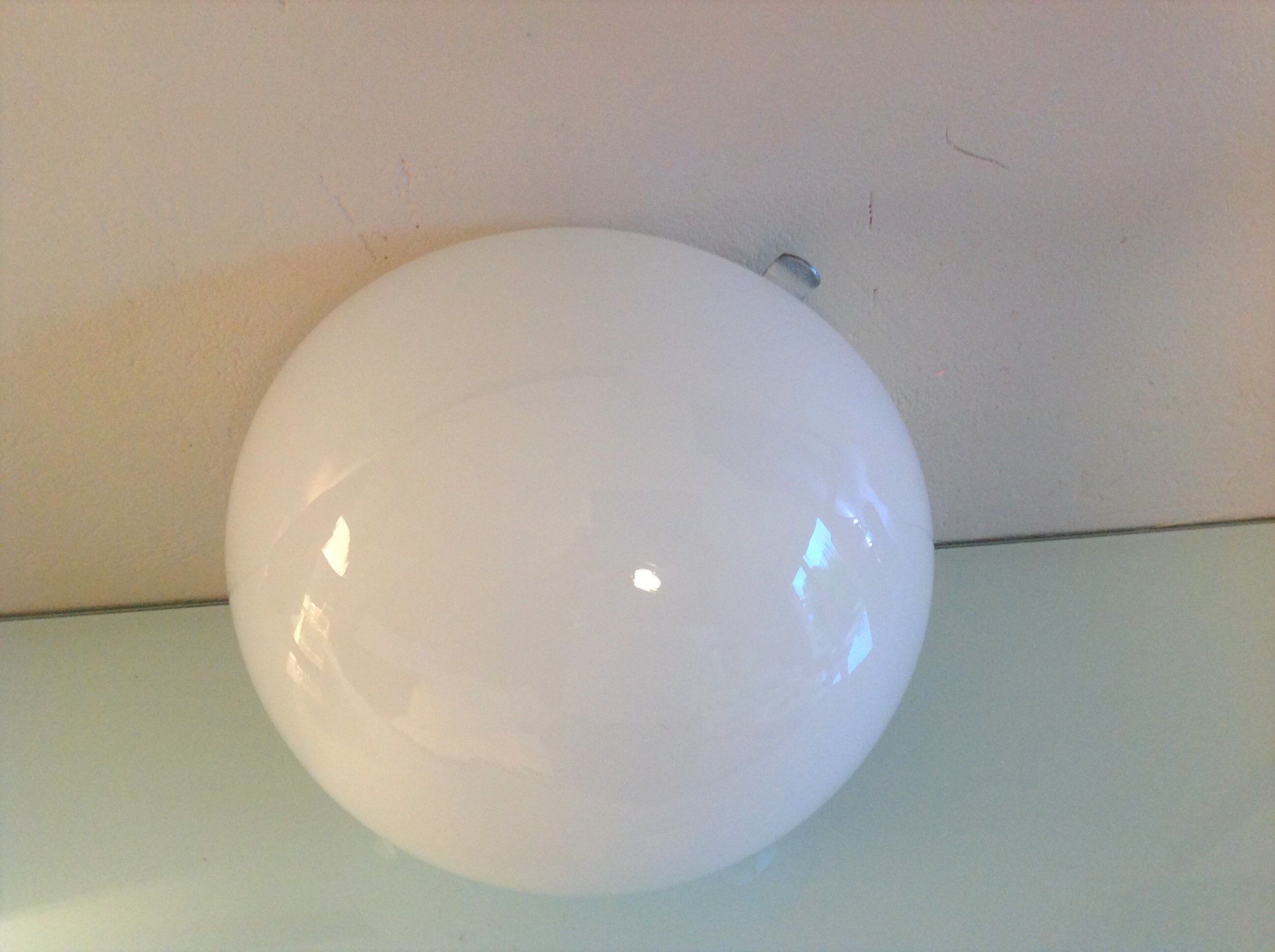Half moon ceiling lamp in vintage white opaline 60/70s