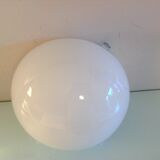 Half moon ceiling lamp in vintage white opaline 60/70s