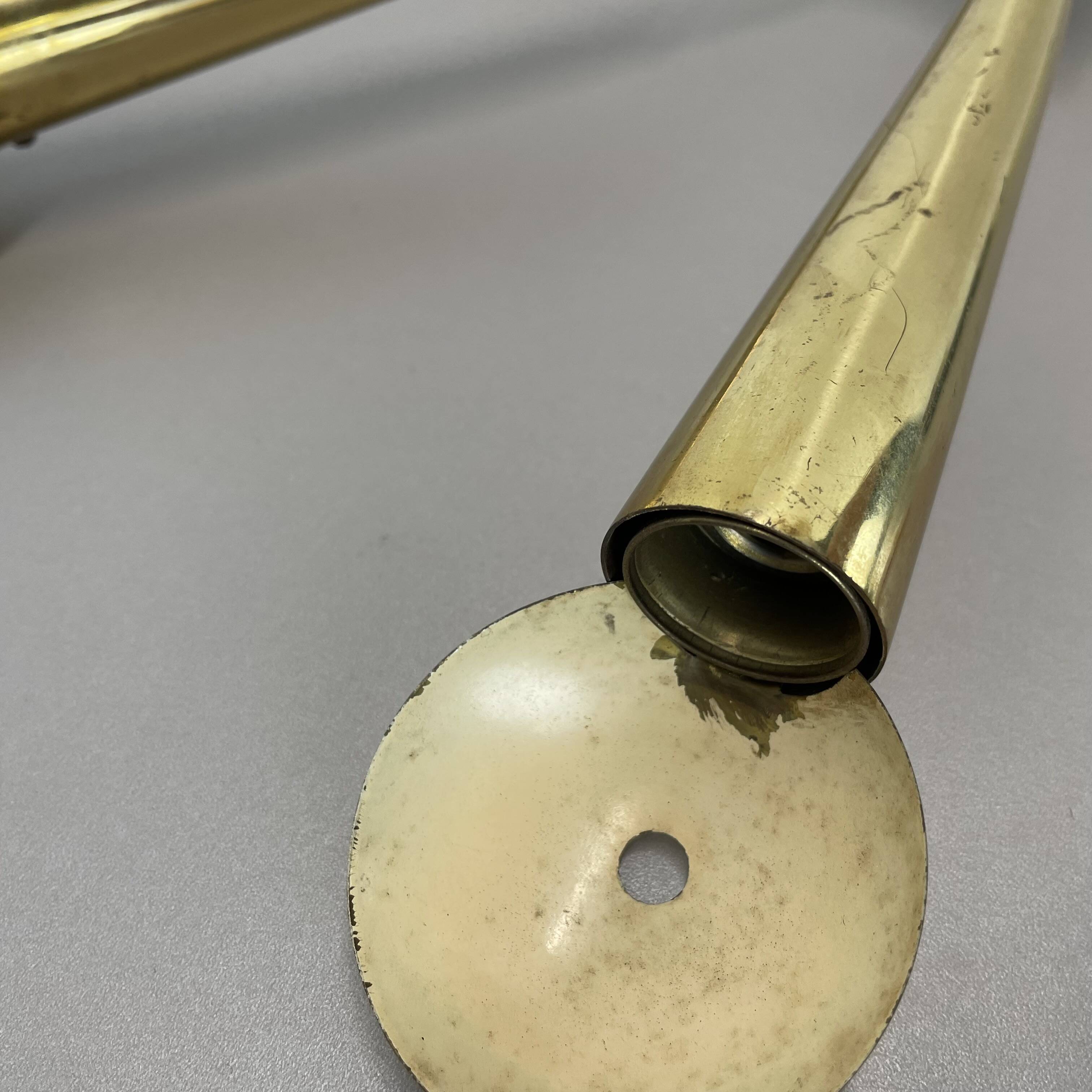 41cm Brass Stilnovo Style Theatre Wall Sconce Light, Italy 1950s