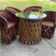 Set of 5 Wim Rietveld chairs in brown leather and wood, Mexican style 1970s.