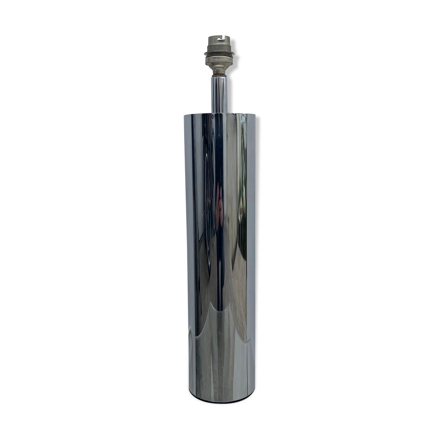 Italian lamp foot Ticino stainless steel cylinder 1970