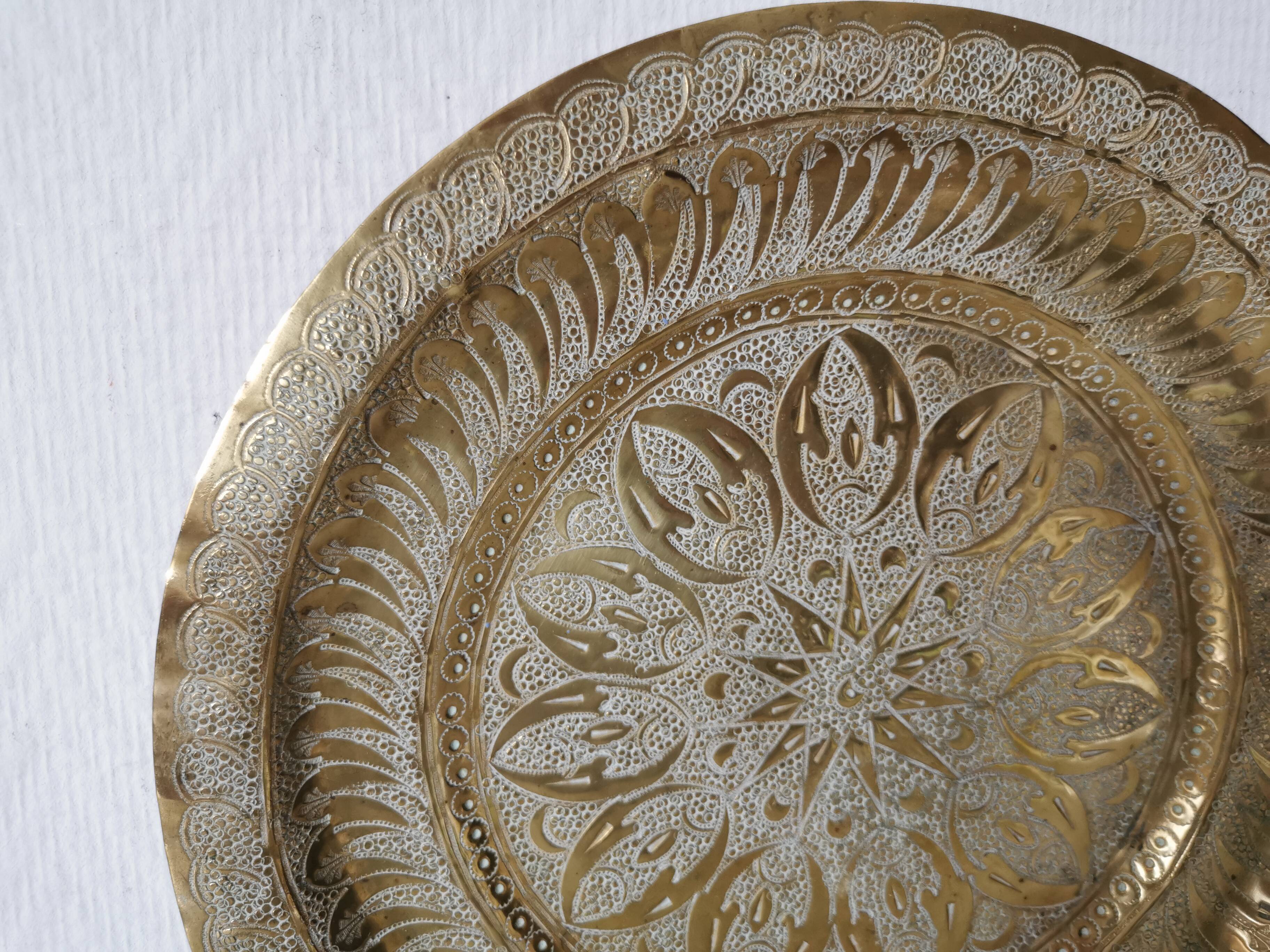 Moroccan copper/brass engraved serving tray