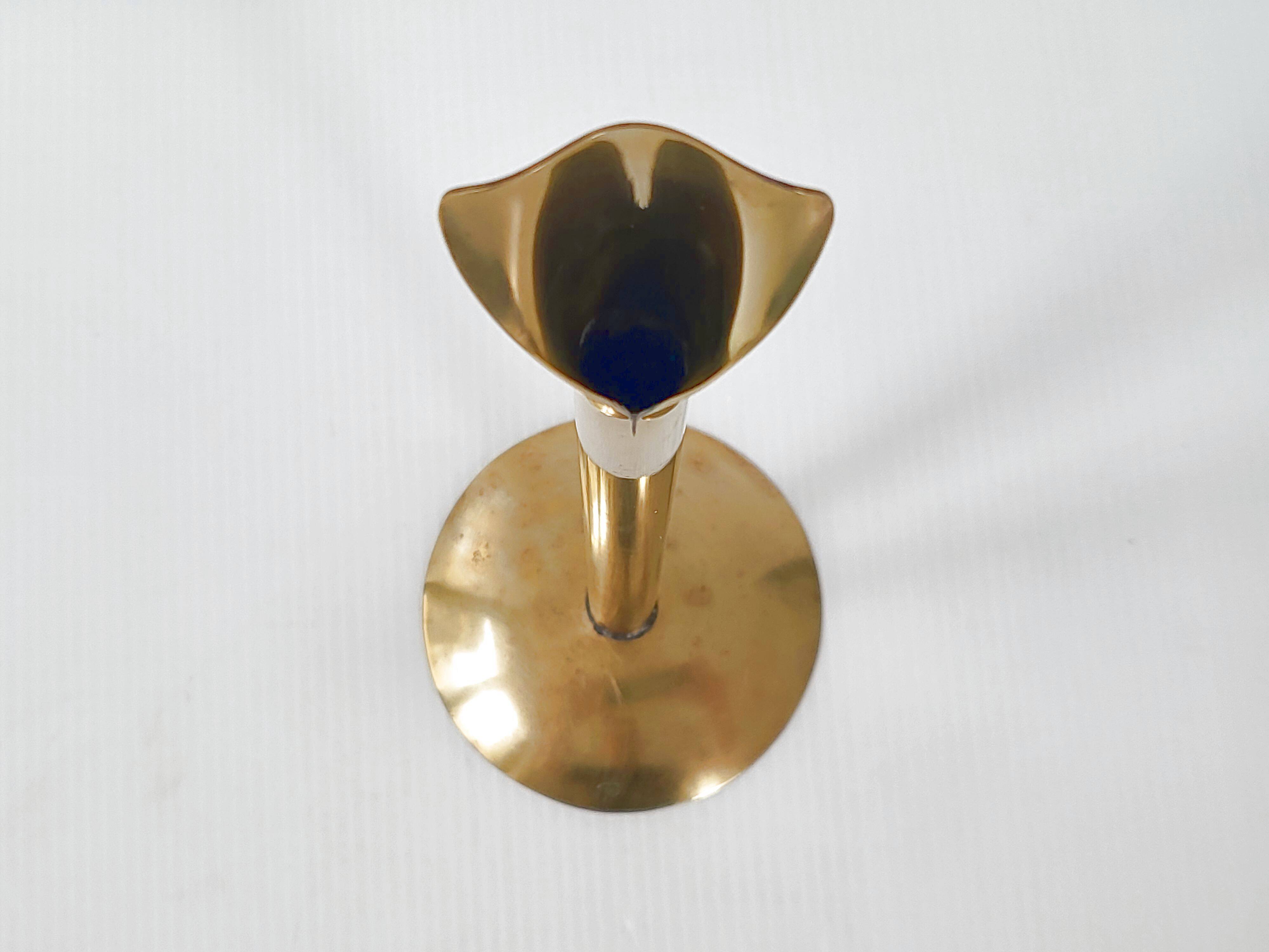 Vintage 1970 soliflore vase in gilded brass