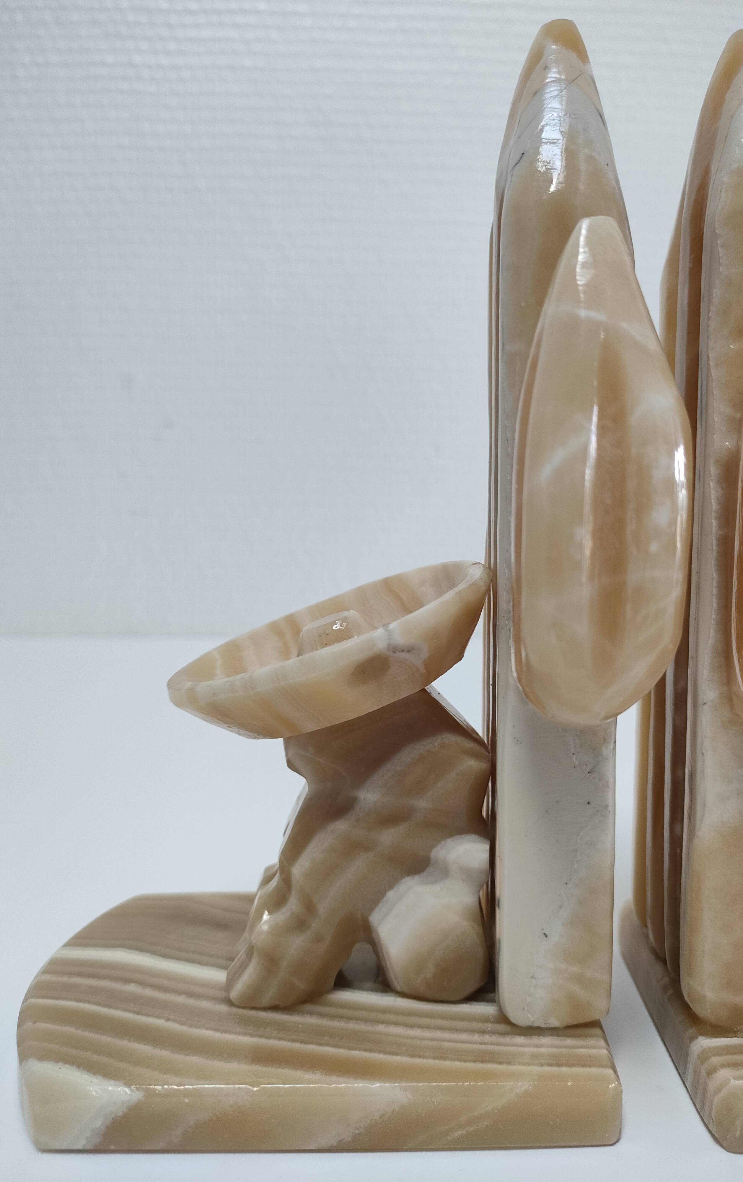 Pair of vintage Mexican cactus onyx bookends