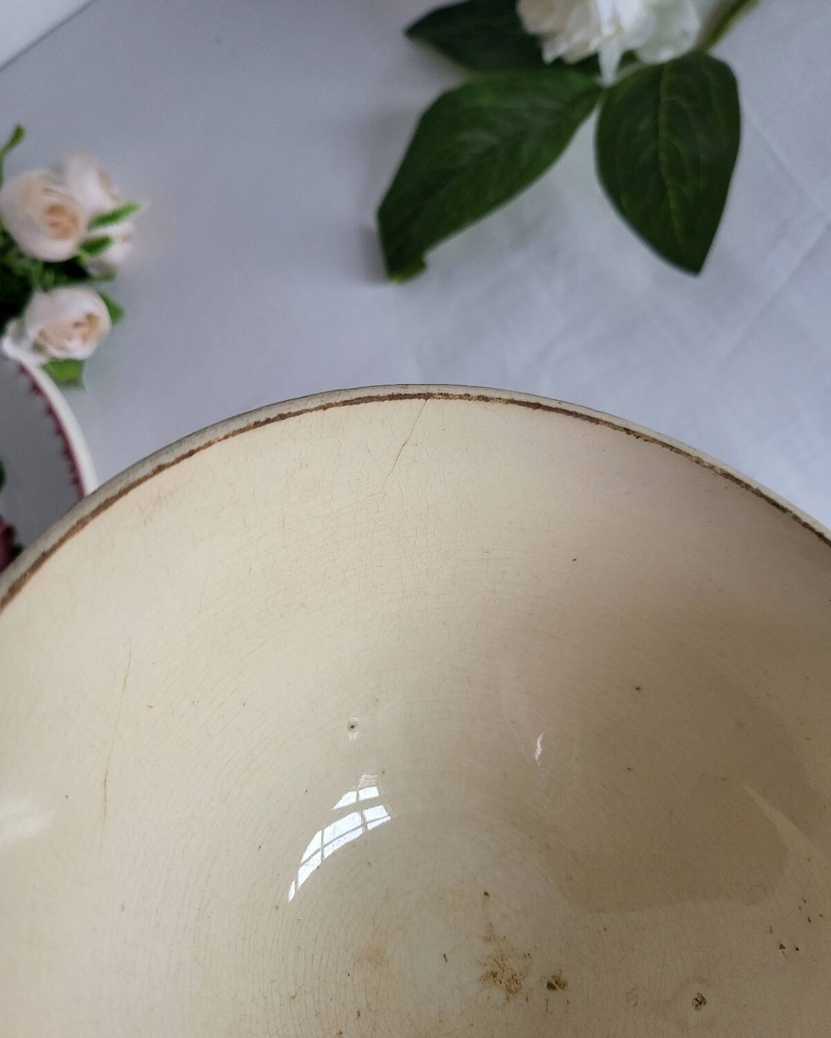 Antique Lunéville earthenware bowl KG with blue polka dots