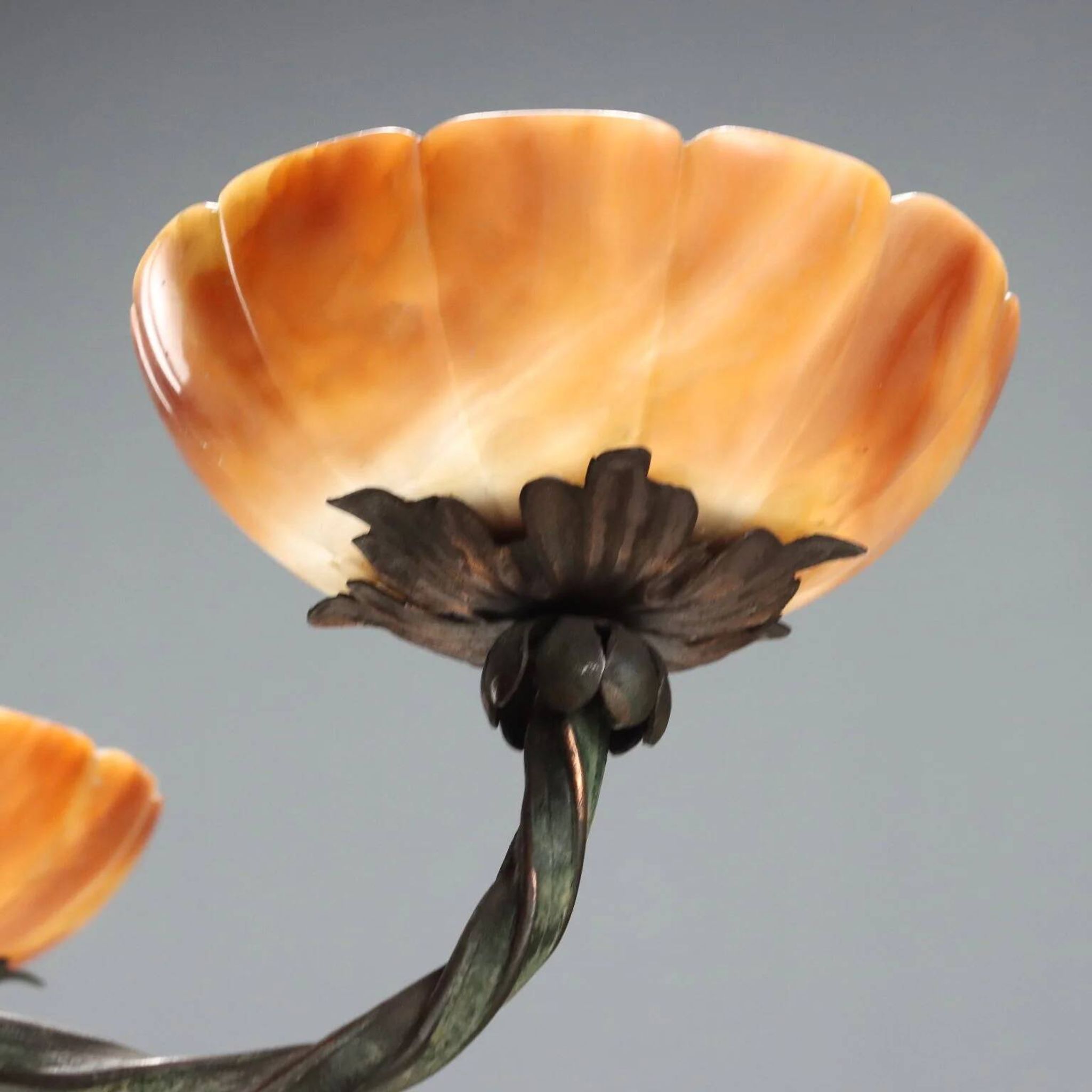 Antique Art Nouveau metal chandelier with 6 lights, Italy, 20th century.